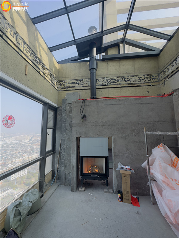 平客壁爐 | 義烏綠城高層頂樓陽光房丹麥Morso S101-12安裝.jpg